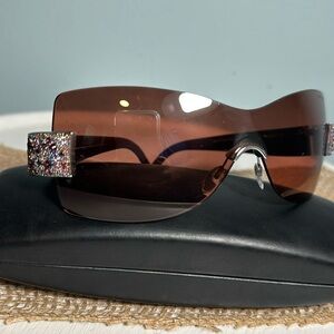 Vintage Swarovski sunglasses shield made in Austria 23k plated